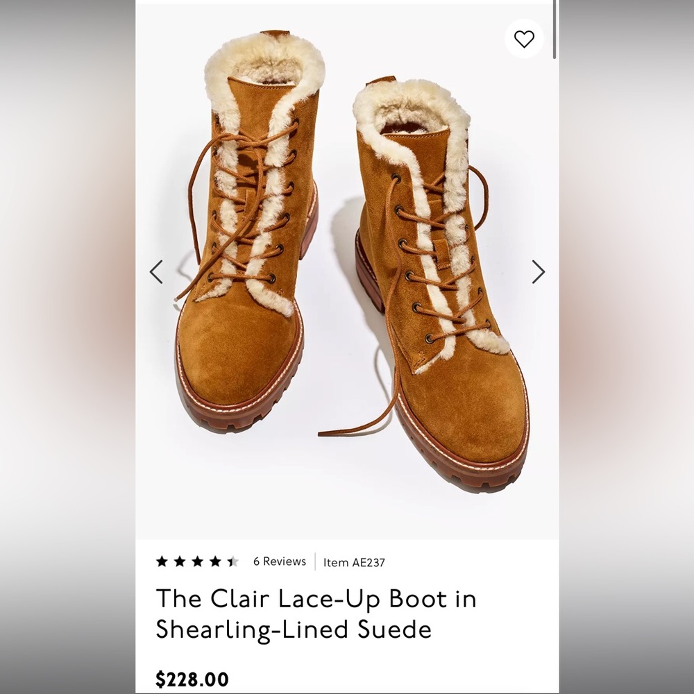 Madewell The Clair Lace-Up Boot in Shearling-Lined Suede